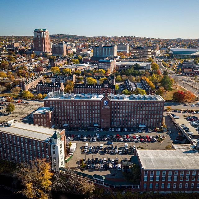 Aerial Photo of University of New Hampshire. Photo by Instagram user @unhmanchester