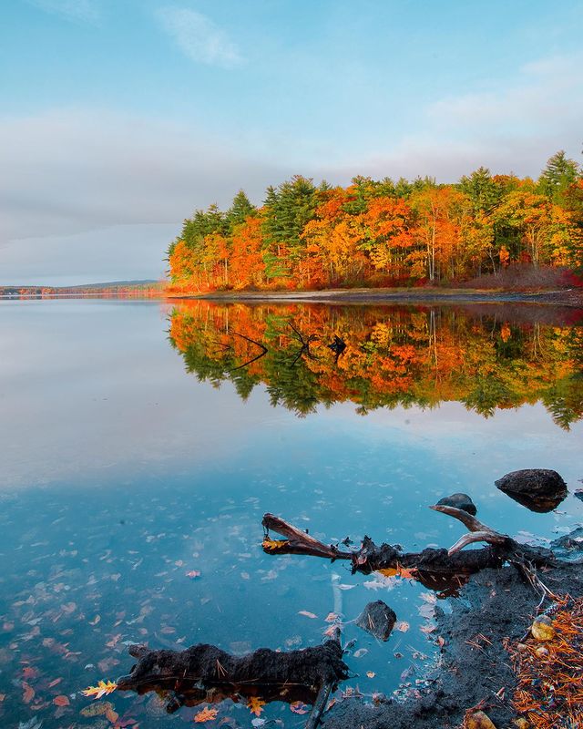Dusk Photo of Massabesic Lake in New Hampshire. Photo by Instagram user @kcallagram