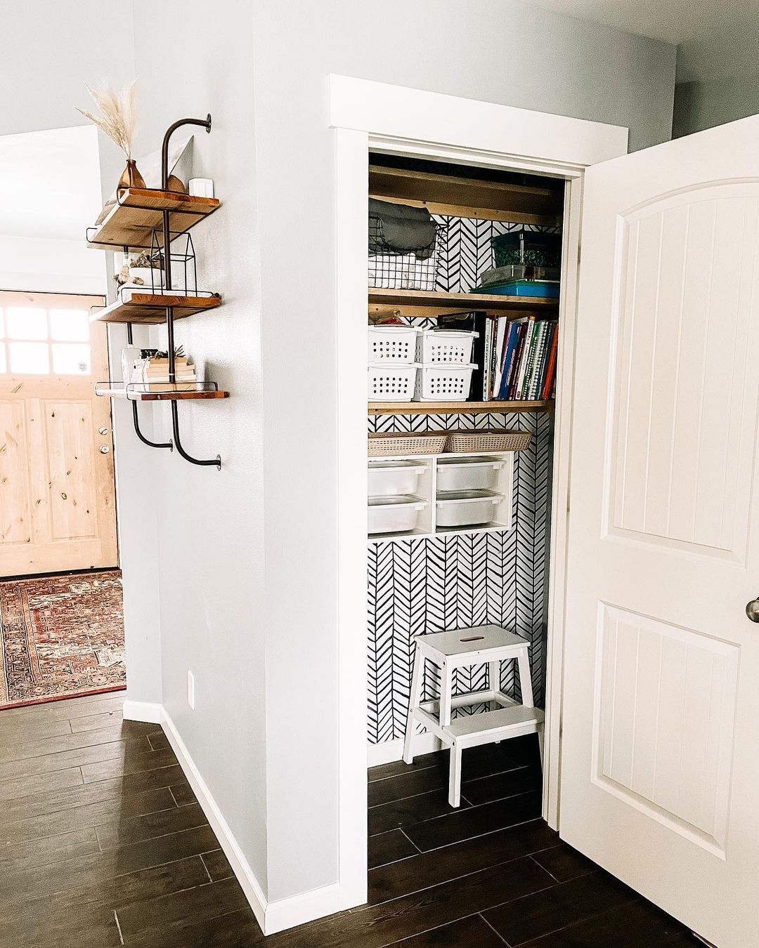 Interior view of organized closet space.