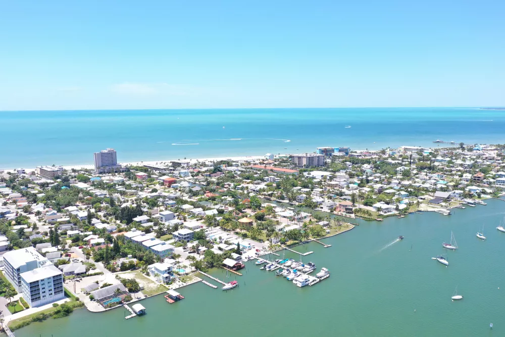 Drone shot of the Fort Meyers skyline