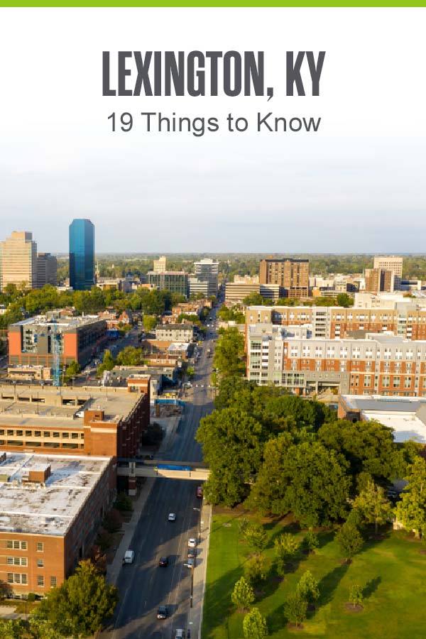 Skyline view of the city of Lexington and the tree-lined streets.