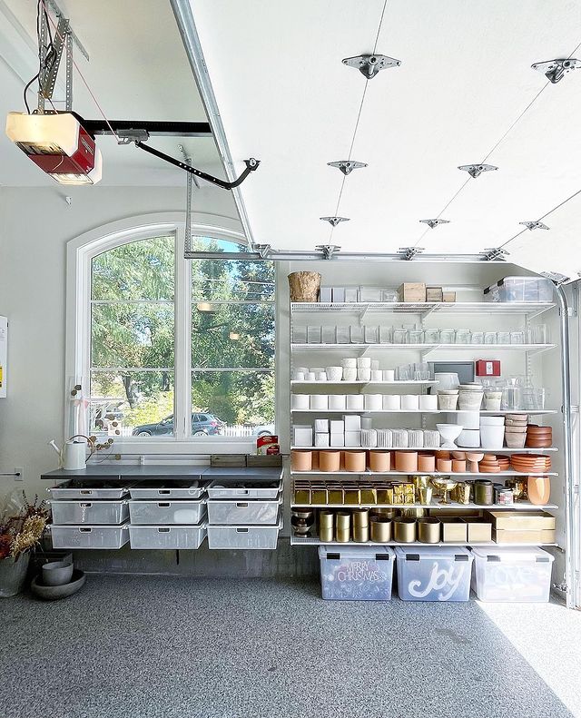 Interior view of an organized garage 