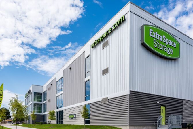 Extra Space Storage facility exterior at an angle