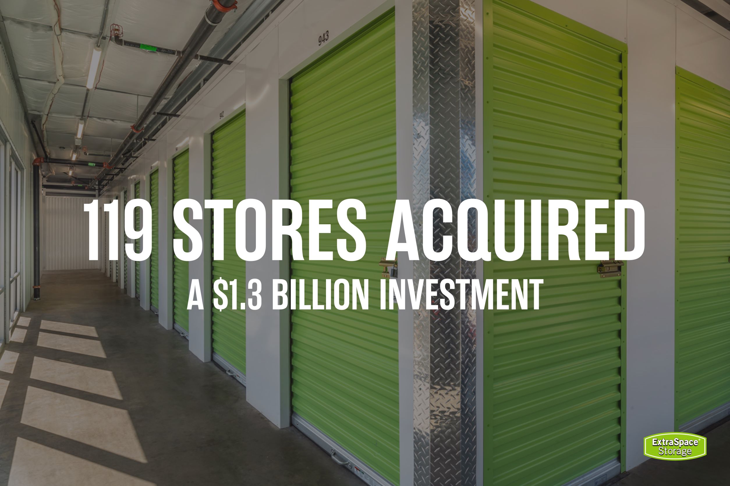 Graphic with text "119 Stores Acquired, a $1.3 billion investment"