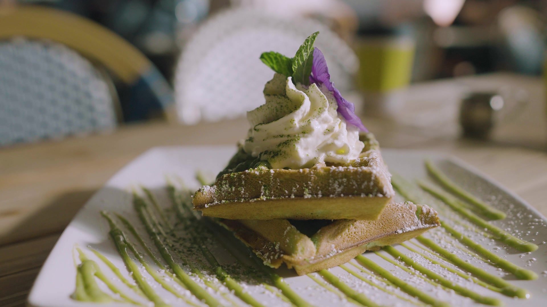 Waffles covered in whip cream from Extra Space Storage's Local Places & Extraordinary Spaces video series