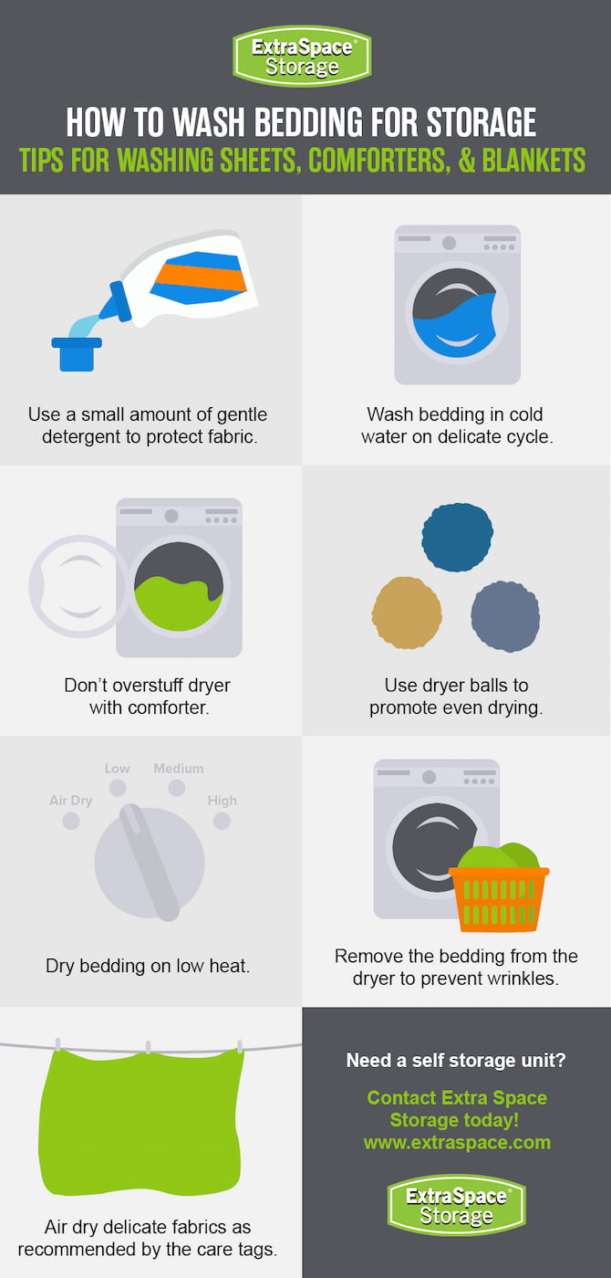 How to wash bedding for storage.