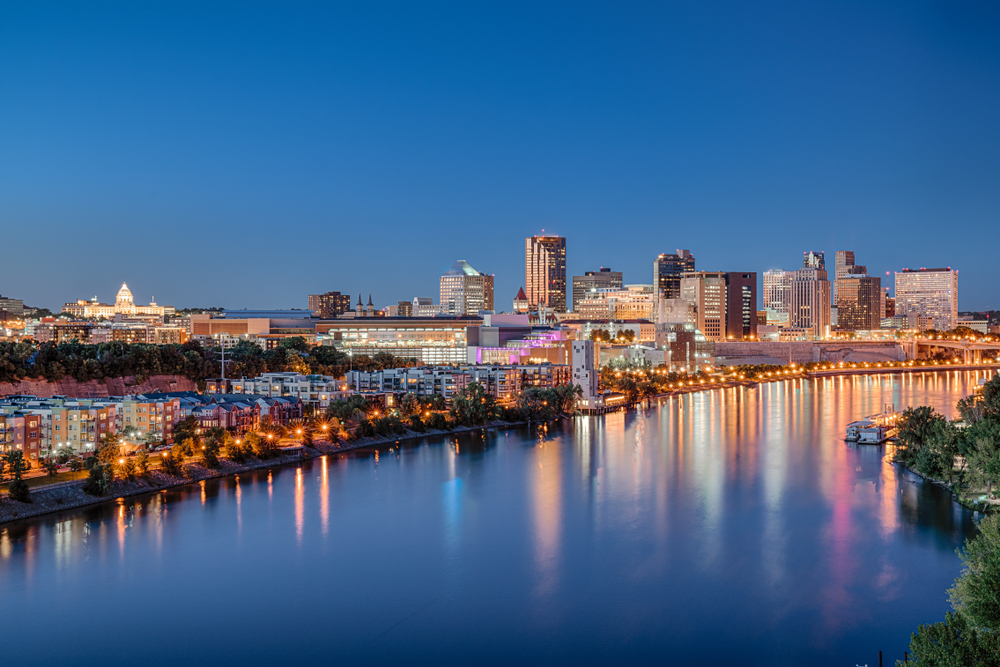 Pictured is an evening skyline in St. Paul.