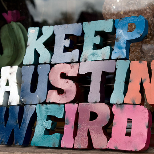 Keep Austin Weird metal three dimensional sign