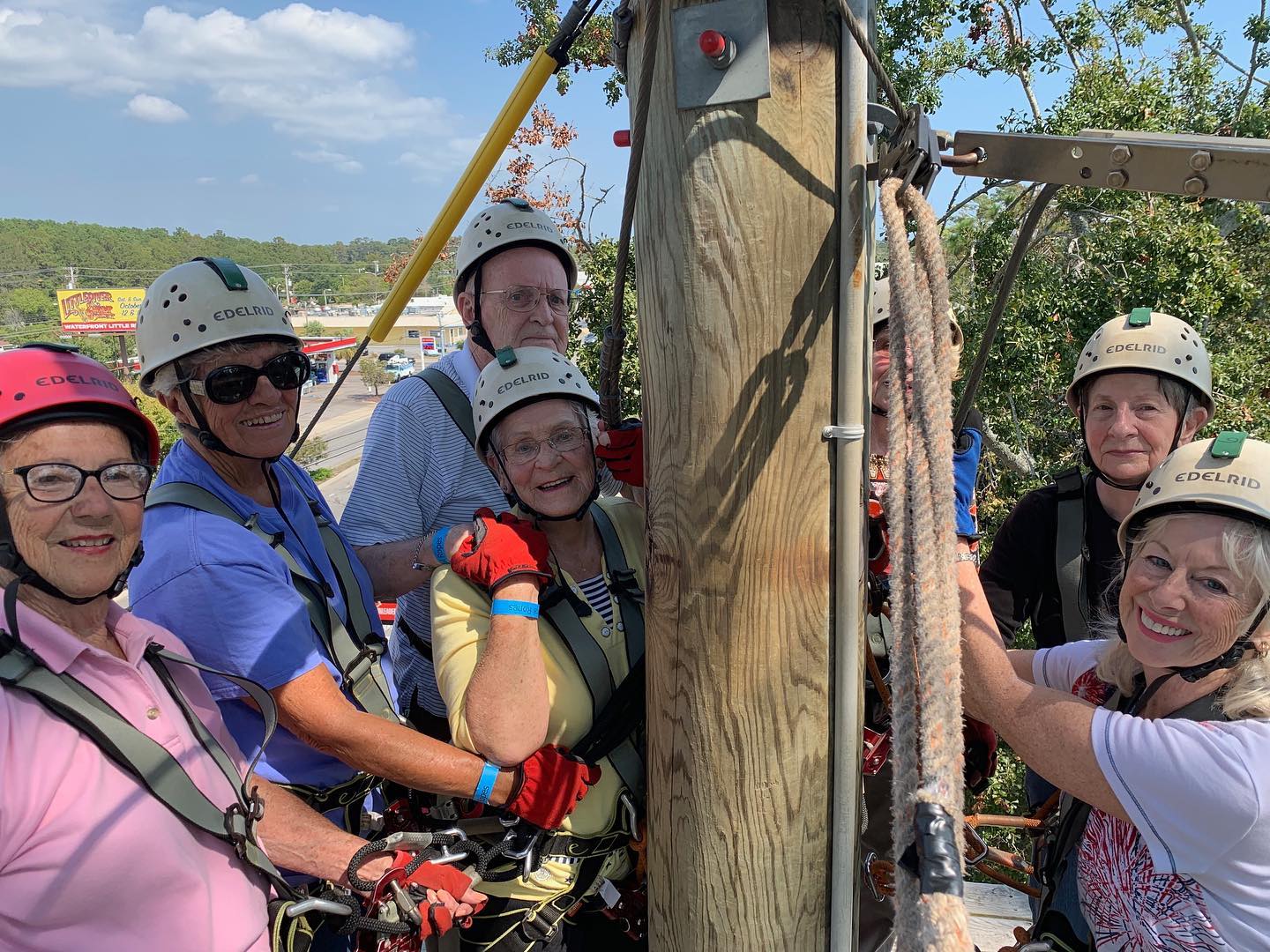 Retirees zip-lining in Myrtle Beach. Photo by Instagram user @senior_living.