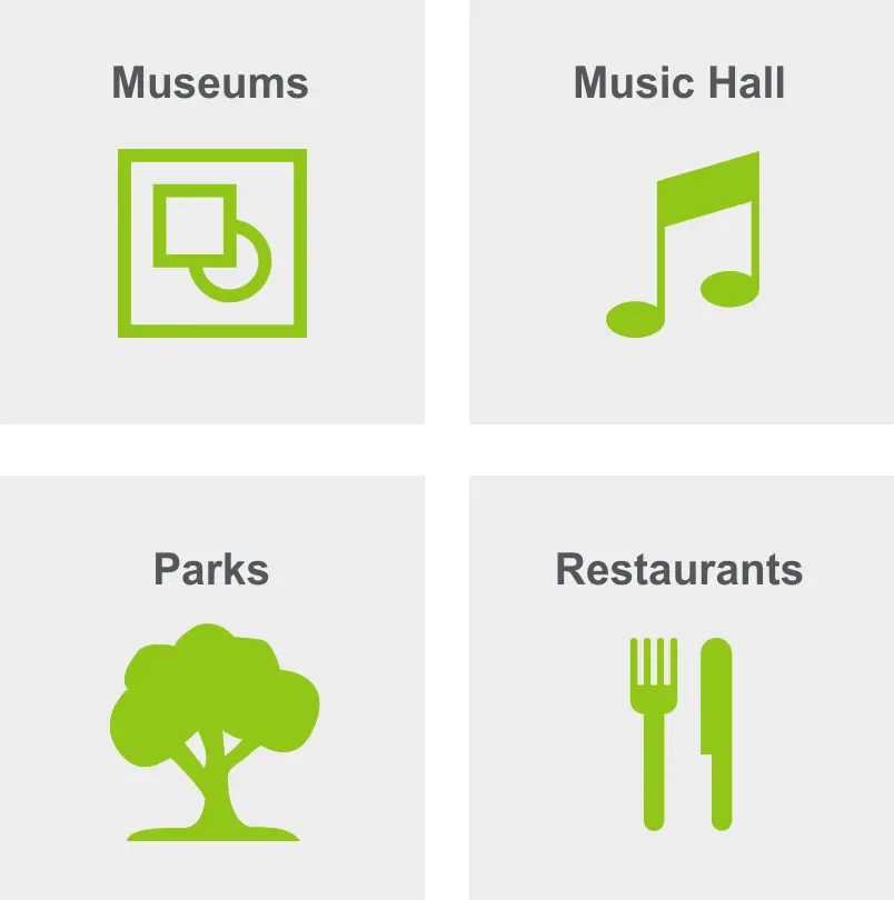 Activities in Armory Park include museums, music hall, parks, and restaurants. 