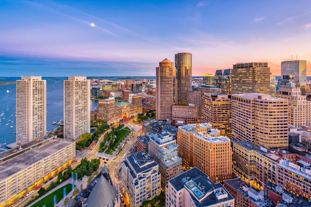 Aerial view of Boston's skyline.