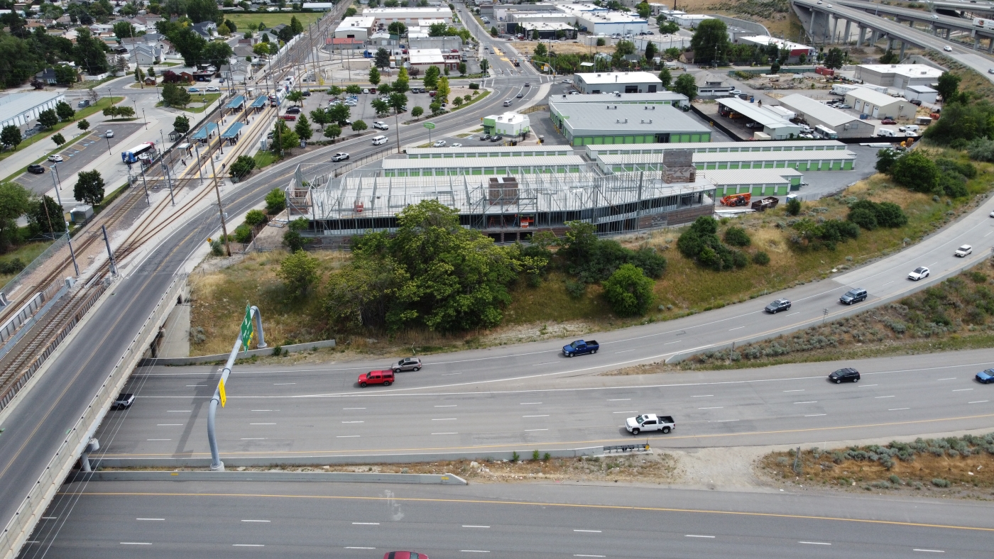 Birds-eye-view shot of facility expansion in Murray, UT