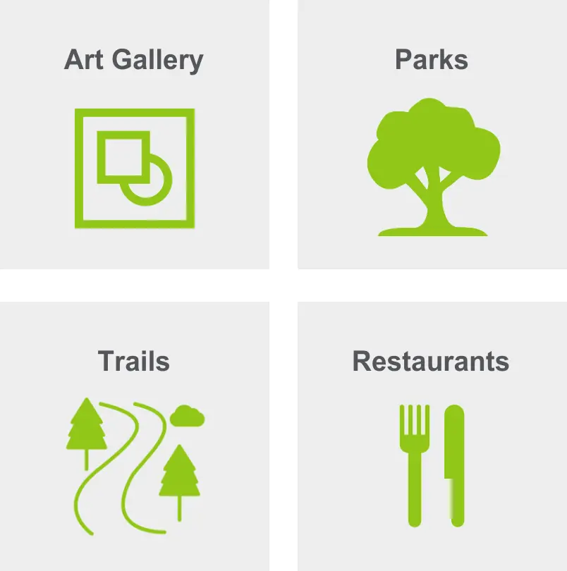 Activities in Long Island includes an art gallery, parks, trails, and restaurants.