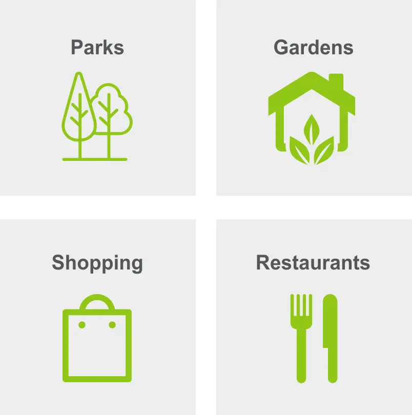 Activities in North Ridge Rosemont include parks, gardens, shopping, and restaurants. 