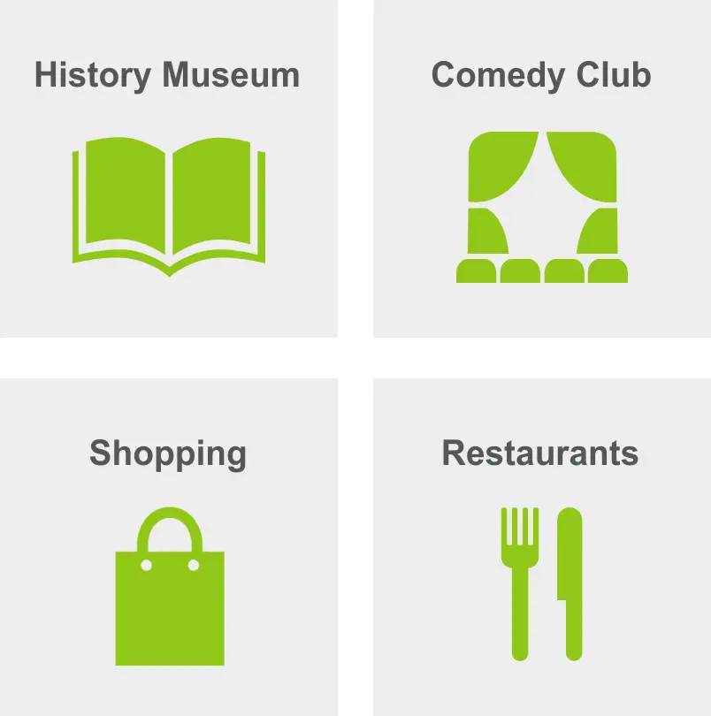 Activities in Ridgewood include a history museum, comedy club, shopping, and restaurants. 
