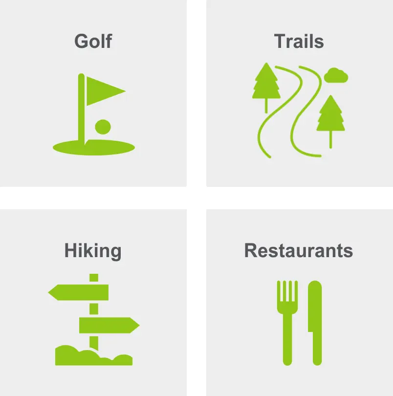 Activities in Turtle Rock include golf, trails, hiking, and restaurants.