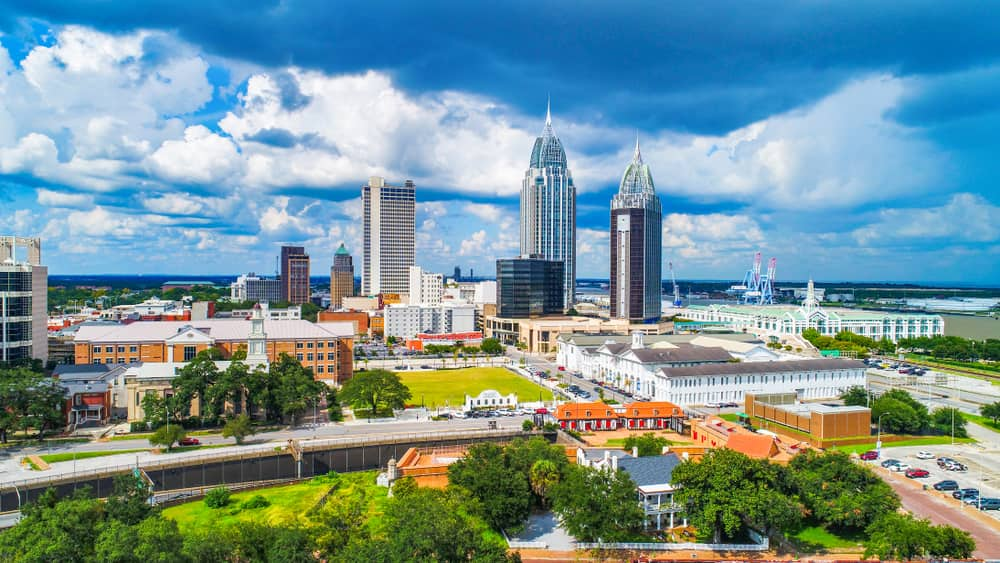 Cityscape of downtown Mobile, Alabama