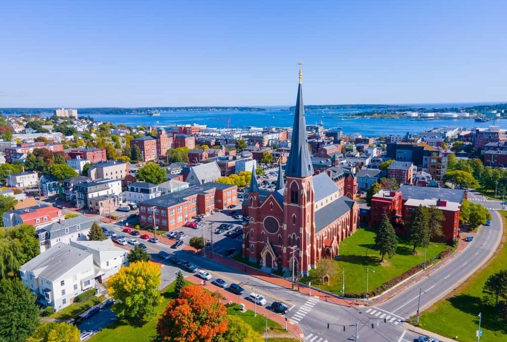 Aerial view of Portland, Maine.