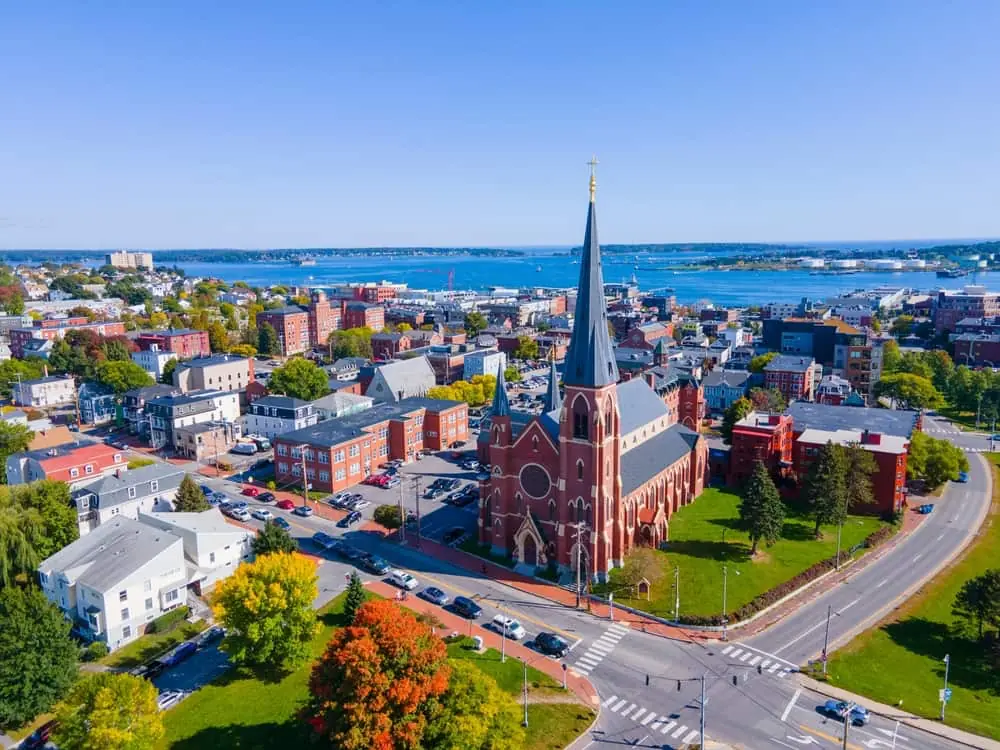 Aerial view of Portland, Maine.