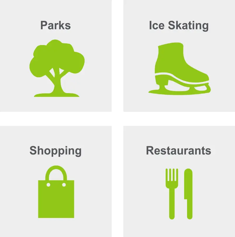 Activities in Belknap Lookout include parks, ice skating, shopping, and restaurants.