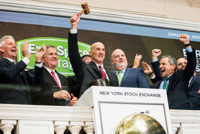 Extra Space Storage celebrates merger with Life Storage at NYSE closing bell ceremony on January 9, 2024