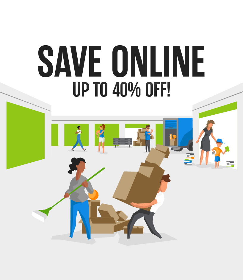 Extra Space Storage coupon "Save Online Up to 40% Off" 