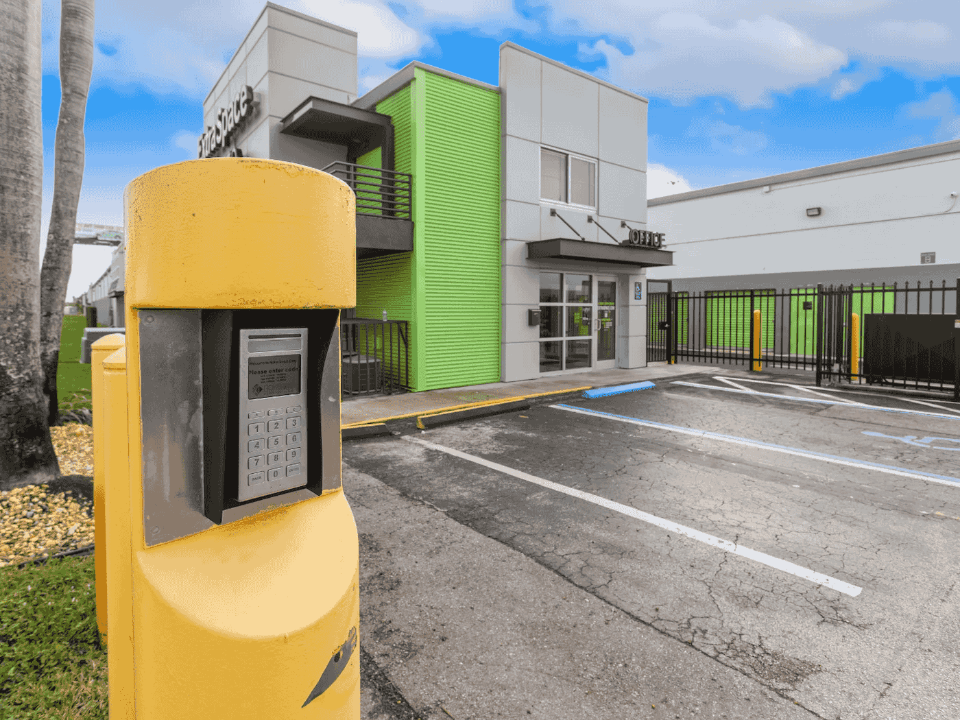 One security feature at Extra Space Storage facilities is electronic gate access with secure access codes.