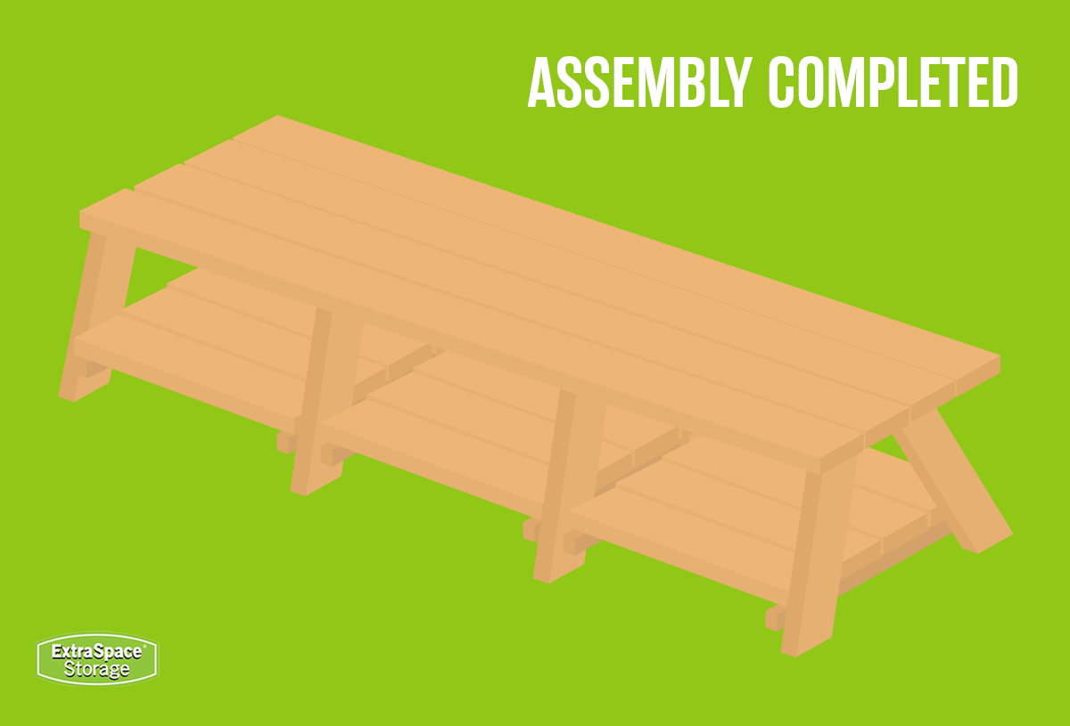 illustrated graphic showing the completed bench