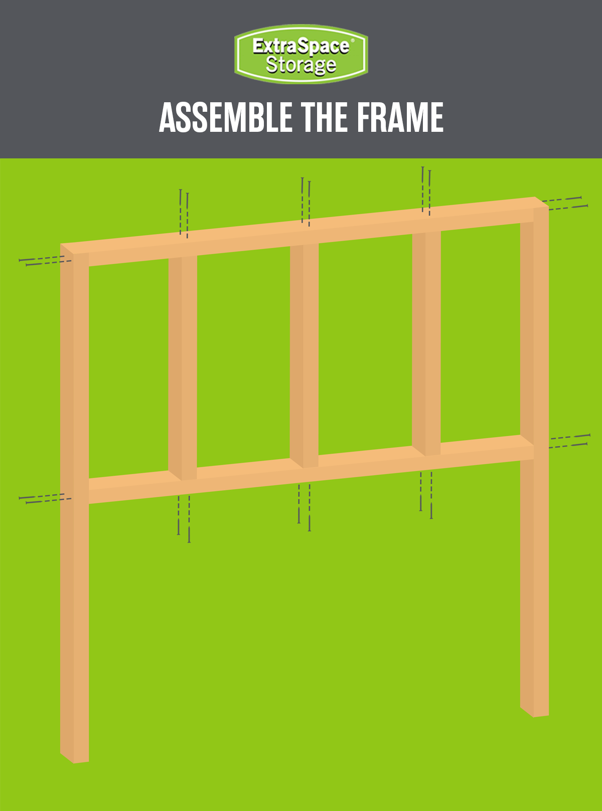 An infographic showcasing how to arrange a frame for A DIY Pallet Headboard.