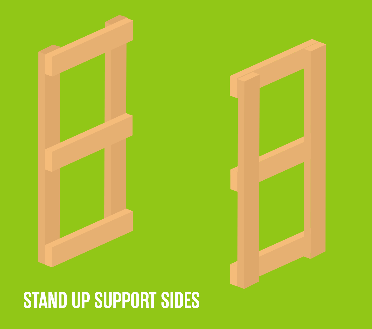 Infographic about how to stand up support sides on garage storage shelves
