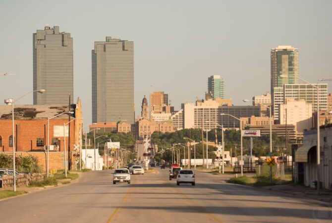 Skyline of Fort Worth during golden hour
