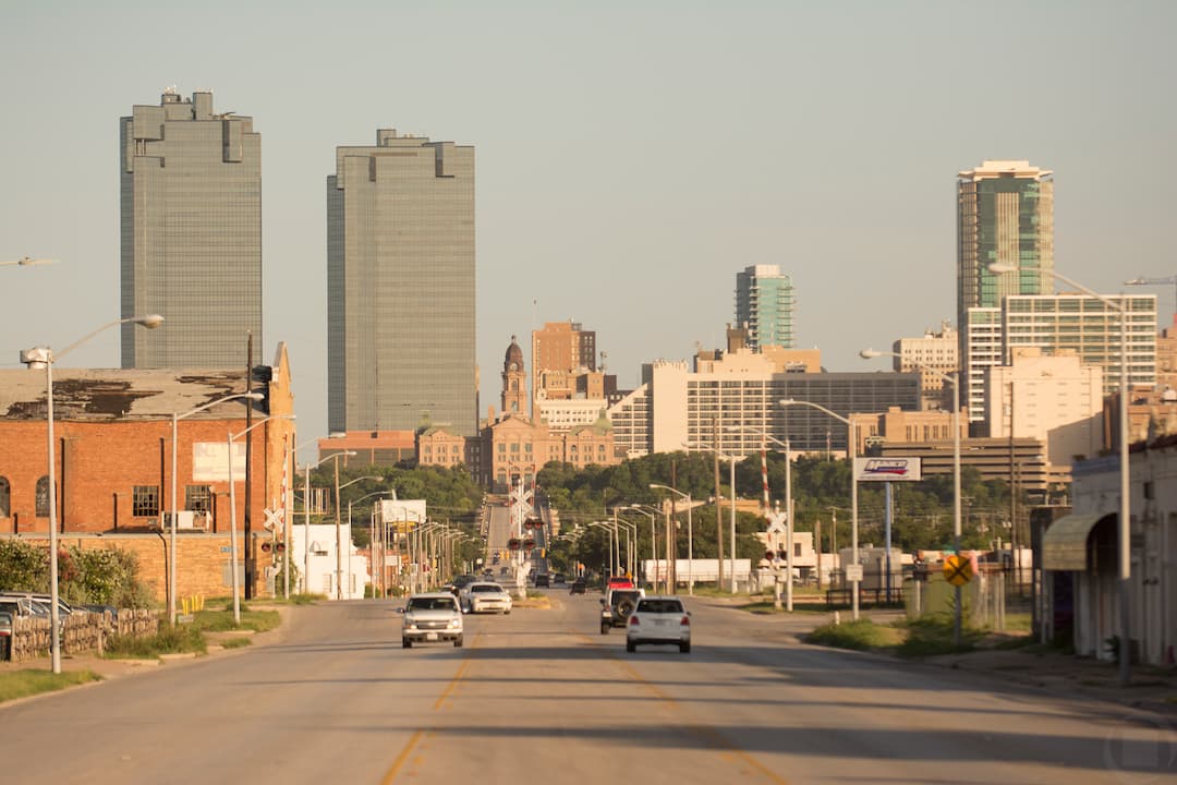 Skyline of Fort Worth during golden hour