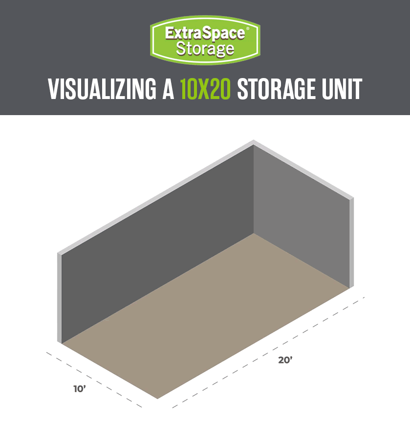 10x20 storage unit filling up with storage items. 