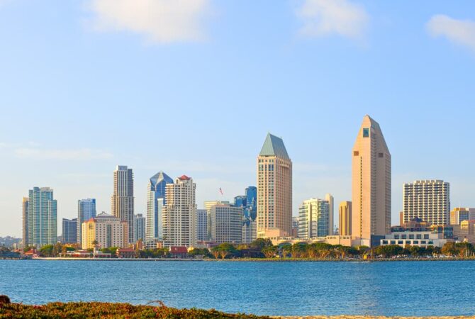 A photo of the San Diego skyline.