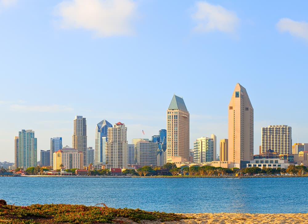 A photo of the San Diego skyline.