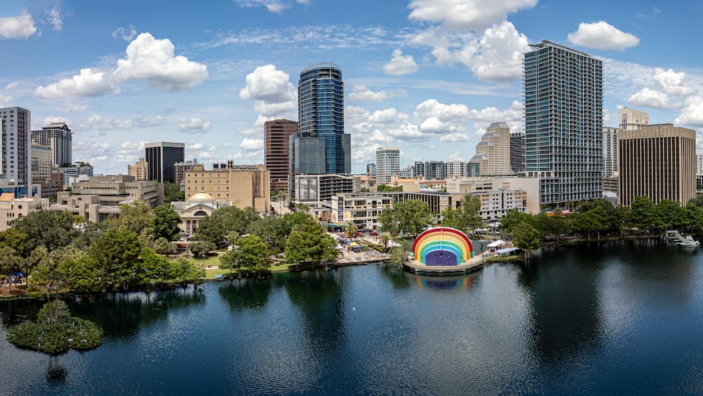 A skyline image of Orlando, FL.