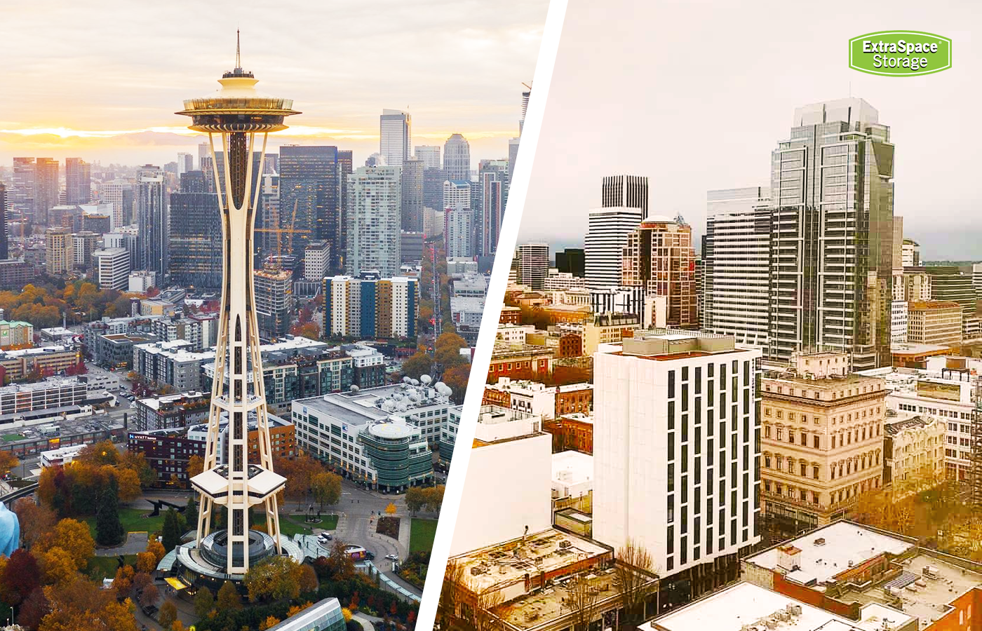 A skyline comparison of Seattle and Portland.