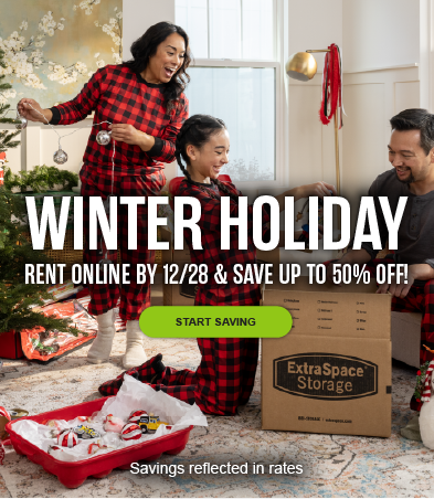 Winter Holiday Sale at Extra Space Storage - Rent a storage unit online and save up to 50% off