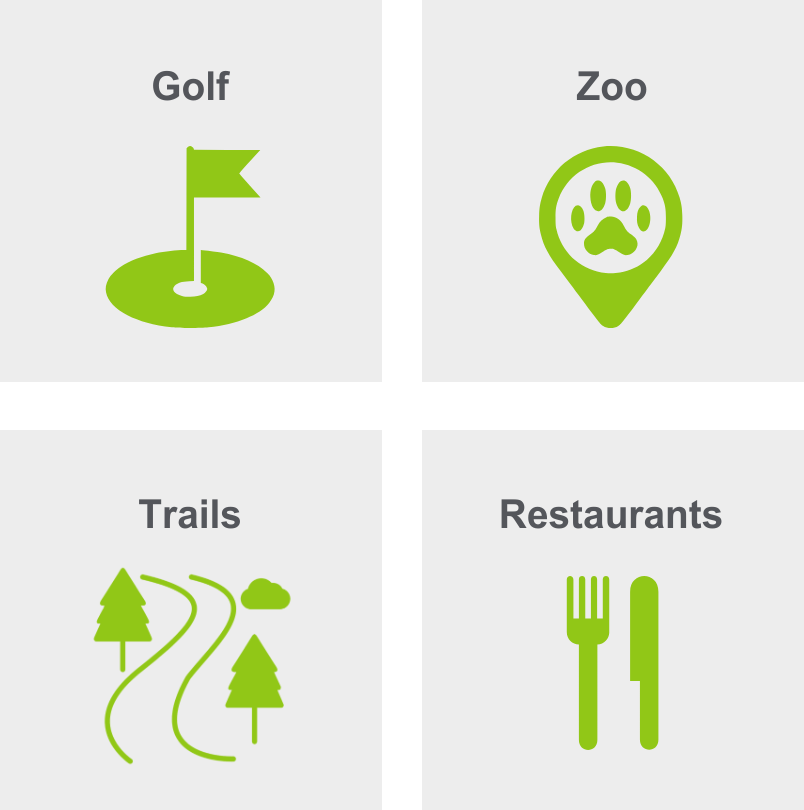 Activities in Como Park include golf, a zoo, trails, restaurants. 