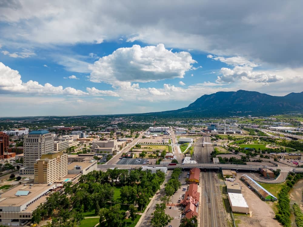 Overhead view of the Colorado Springs skyline