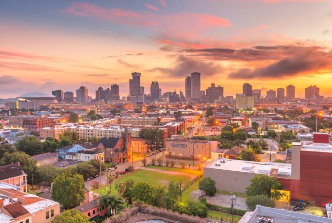A skyline view of New Orleans, Louisiana.