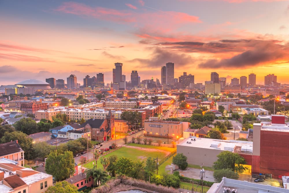 A skyline view of New Orleans, Louisiana.
