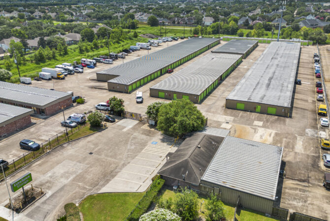 Overhead view of an Extra Space Storage facility in Houston