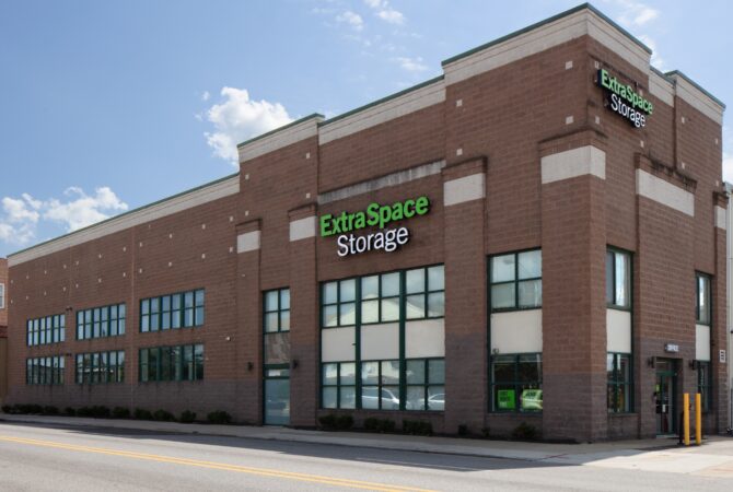 Exterior of an Extra Space Storage facility in Baltimore, MD.