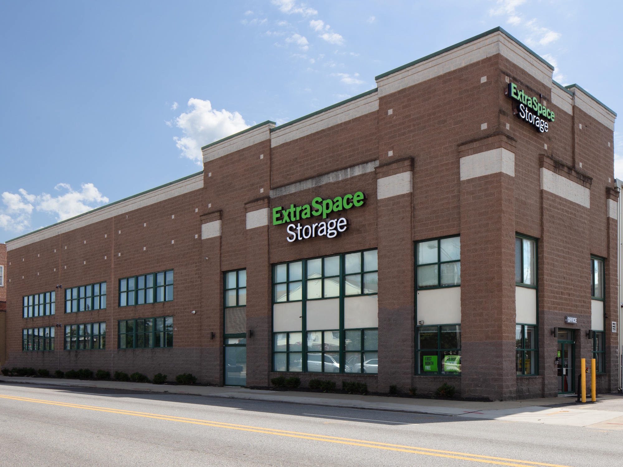 Exterior of an Extra Space Storage facility in Baltimore, MD.