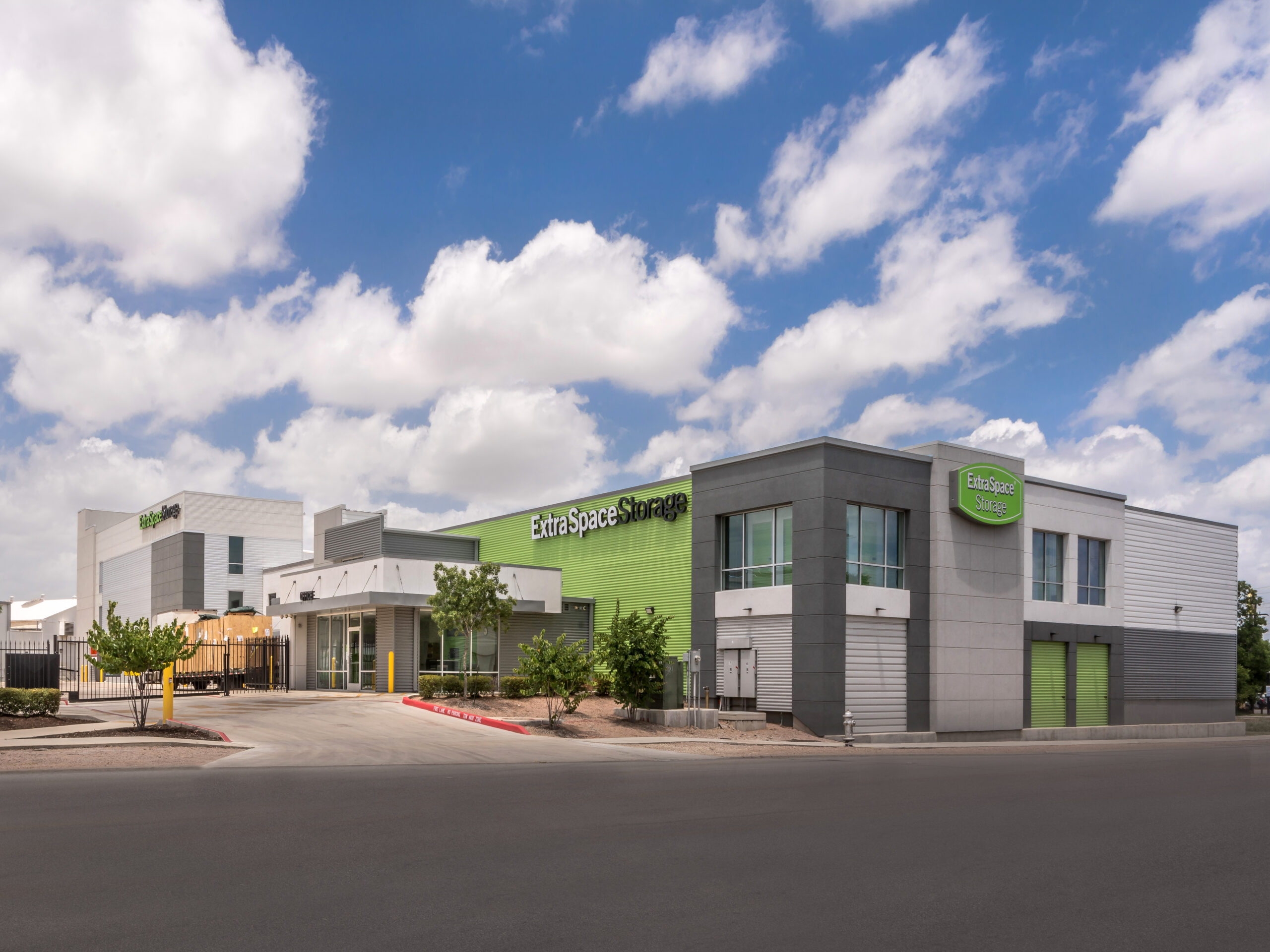 Exterior view of an Extra Space Storage facility in San Antonio, TX.