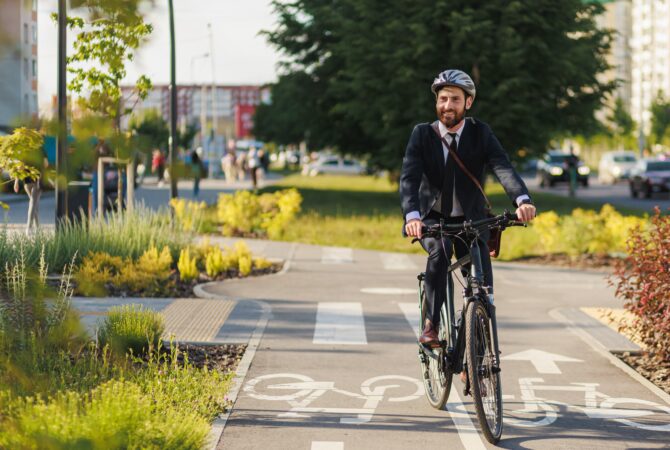 man riding bike