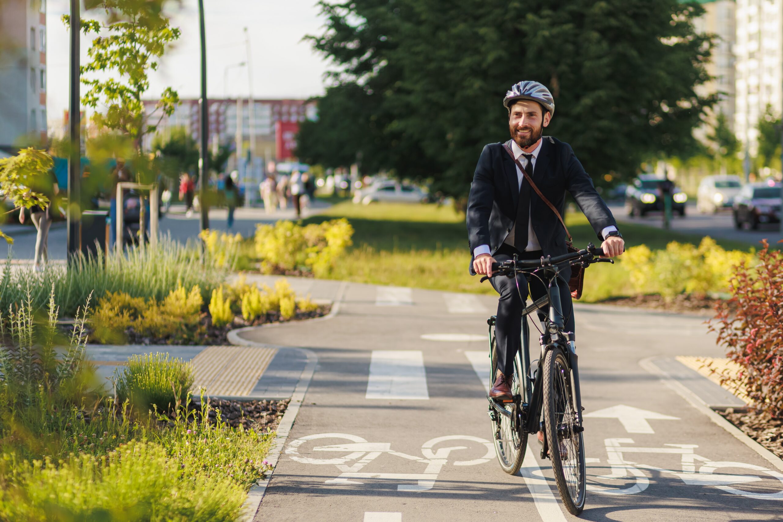 man riding bike